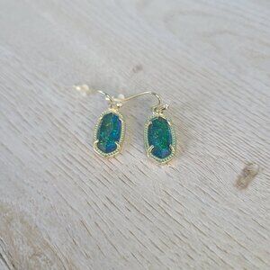 Kendra Scott Gold Lee Drop Earrings in Midnight Kyocera Opal Illusion